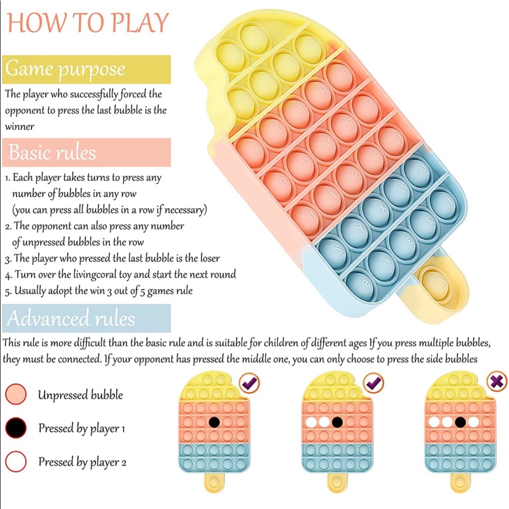 NEW! Push Pop Bubble Fidget Ice Cream Sensory Game - Picture 4 of 6